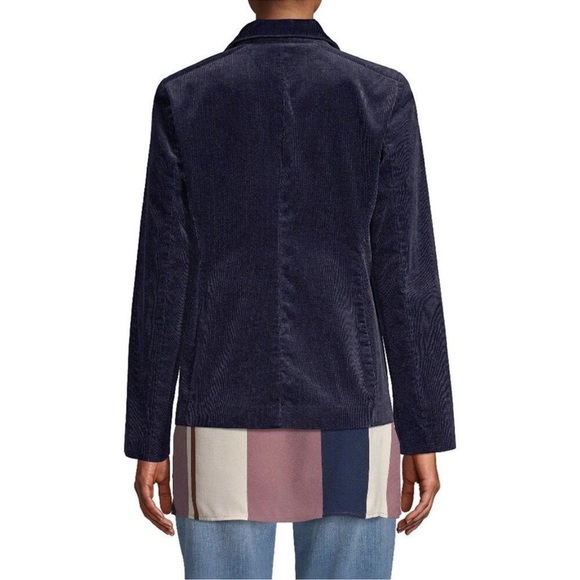 Eileen Fisher Mid Night blue Notch Lapel Corduroy Blazer size 6 - Picture 2 of 14